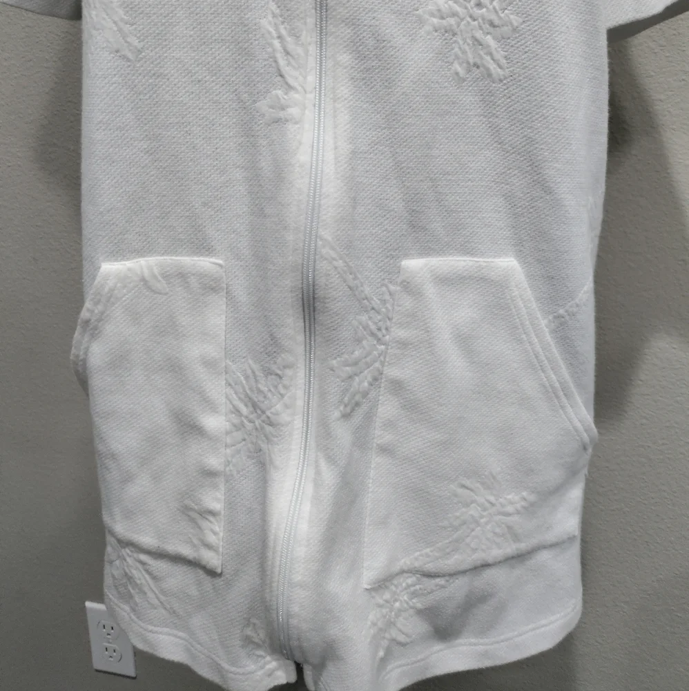 Croft & Barrow white palms swimsuit coverup jacket women's size Medium